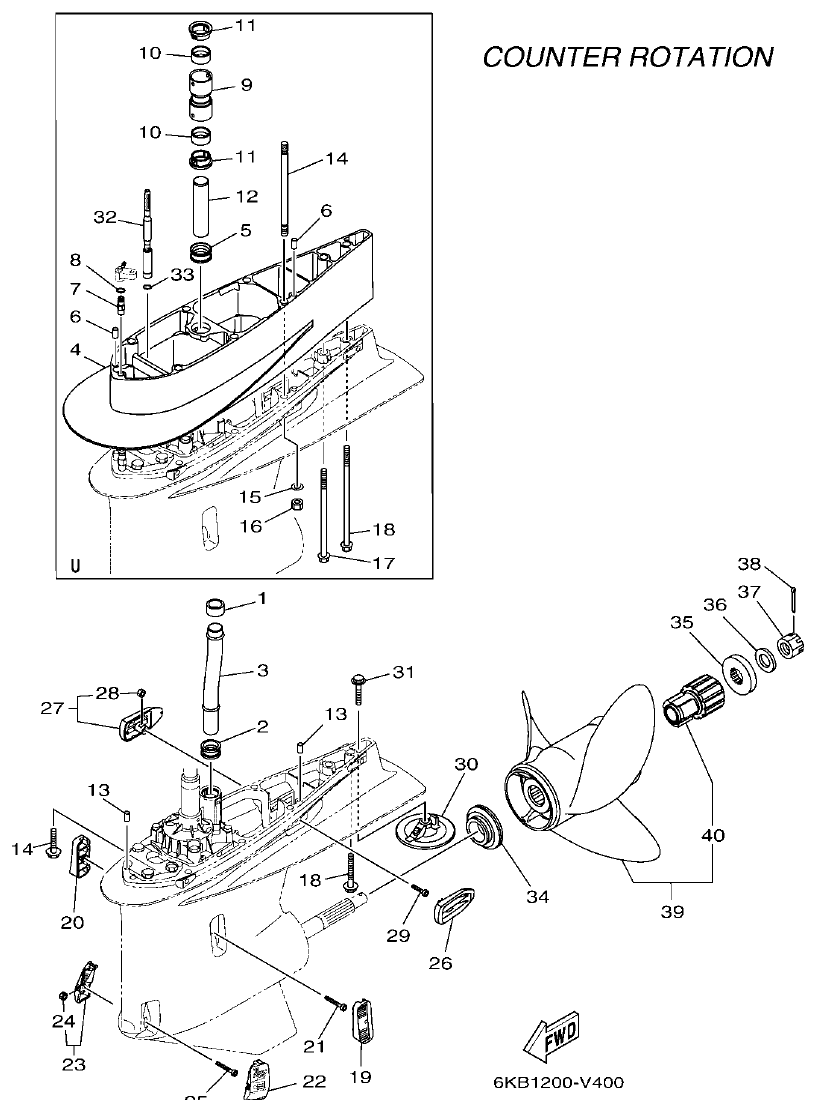Yamaha F300FST, FL300FST, F300FST2, FL300FST2 LOWER CASING & DRIVE 4 parts diagram